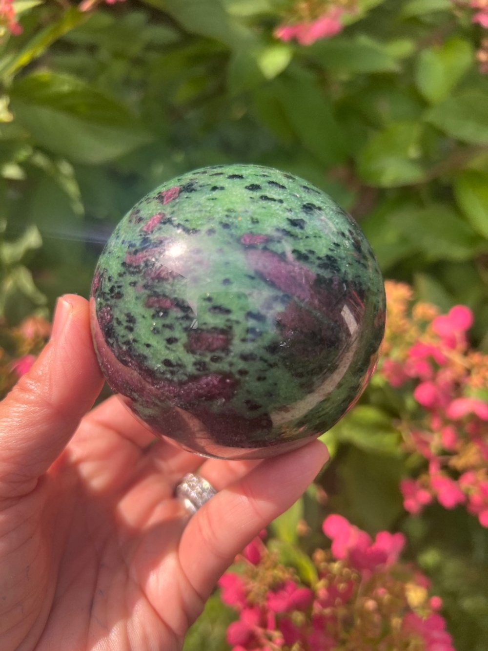 Ruby (2) zoisite sphere | crystal ~ uv reactive